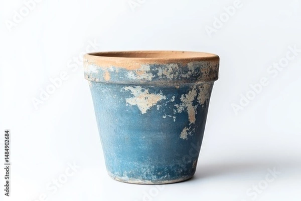 Obraz Rustic blue terracotta pot with worn paint