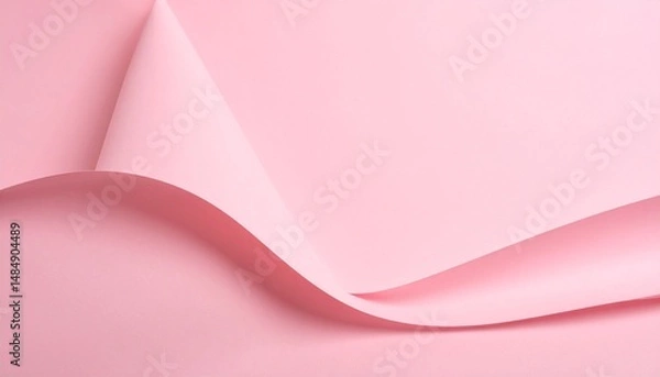 Fototapeta Abstract composition of curving pink paper creating elegant shapes and gentle shadows
