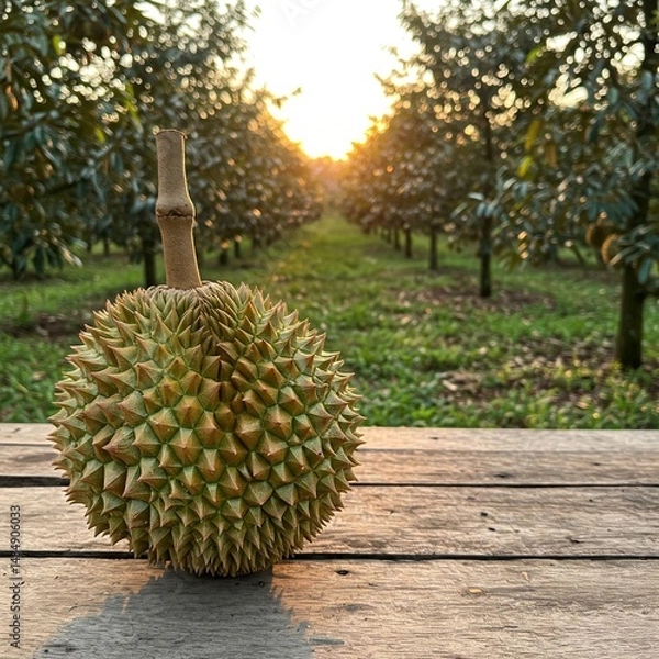 Obraz durian fruit with plantation background