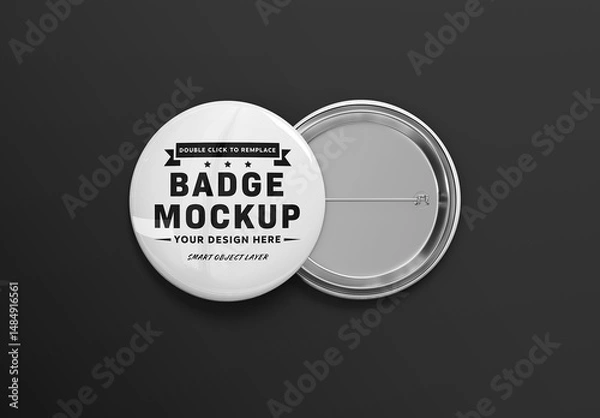 Obraz Two Circular Pin Badges On Black Mockup