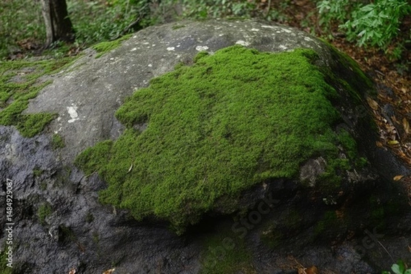 Fototapeta green moss on a stone
