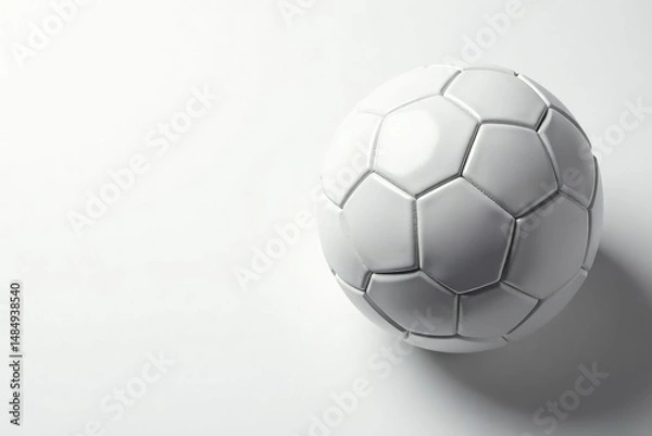 Fototapeta Overhead shot of pristine white football against pure white backdrop, texture, overhead, design