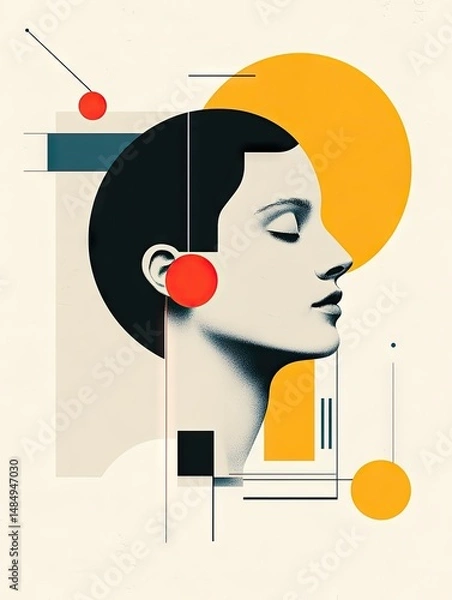 Fototapeta Modern Abstract Geometric Human Head Profile Conceptual Art Illustration
