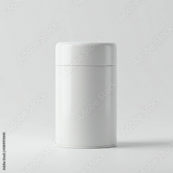 Fototapeta Blank White Cylindrical Tin Can Packaging Mockup for Product Design
