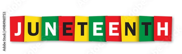 Obraz JUNETEENTH red, yellow and green typography banner on transparent background