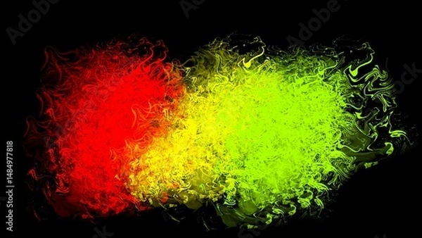 Fototapeta Abstract swirl red yellow green fluid neon texture background 