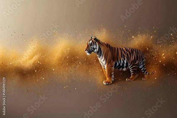 Obraz Golden Textured Taupe Tiger Background