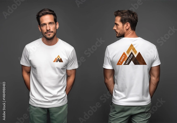 Obraz Front and Back Views of A Man Wearing A T-shirt Mockup 