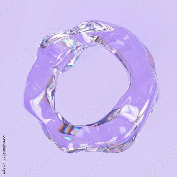 Fototapeta 3d Glass abstract shape, futuristic modern illustration