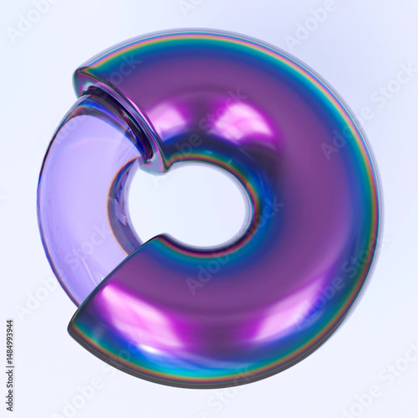 Fototapeta 3d Iridescent abstract shape, futuristic modern illustration