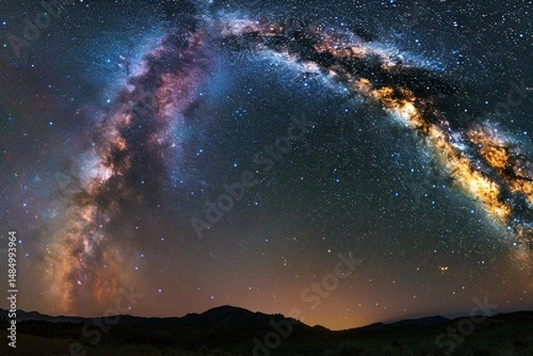 Fototapeta Pathway to a Cosmic Whirlpool: Dark Nebula and Starry Night Sky Varient 5