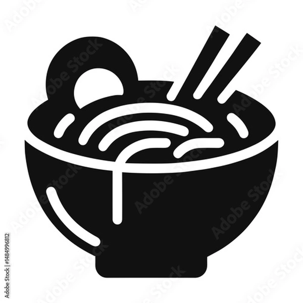 Fototapeta "Ramen Food Icon: A Vector Pictogram Highlighting A Bowl Of Noodles With Chopsticks, Blending Simplicity And Style For Authentic Culinary Representation."