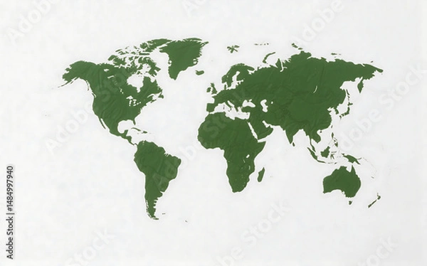 Fototapeta Simplified Green World Map
