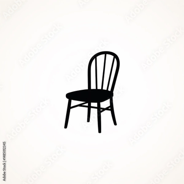 Fototapeta Chair black silhouette modern icon minimal armchair logo on white background