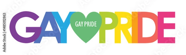 Fototapeta GAY PRIDE colorful typography banner with rainbow gradient on transparent background