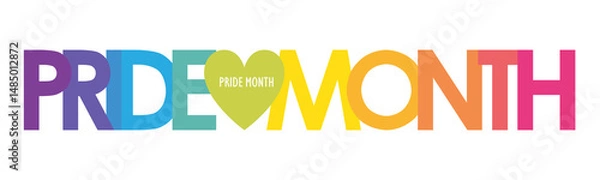 Obraz PRIDE MONTH colorful typography banner with rainbow gradient on transparent background