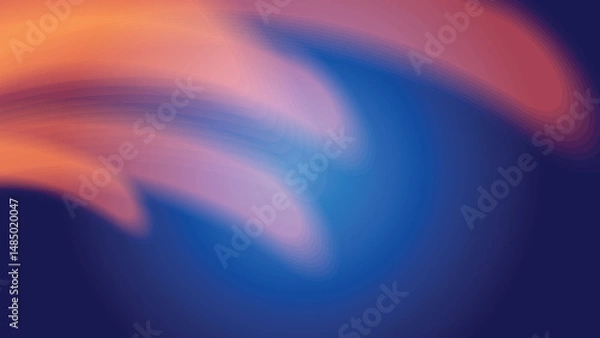 Fototapeta Abstract orange neon light curve stripe on gradient blue creative background. Vector illustration.