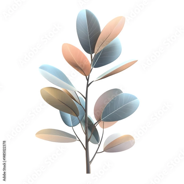 Obraz Digitally created, abstract rendering of a plant with multi-toned leaves. The visual is highly stylized.
