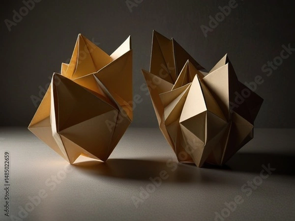 Fototapeta golden triangle polygonal model