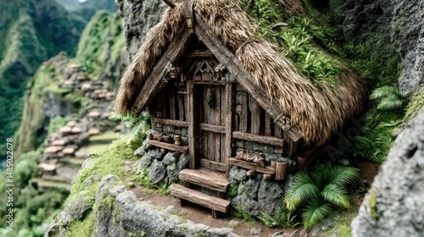 Obraz Mountain cabin hut exterior