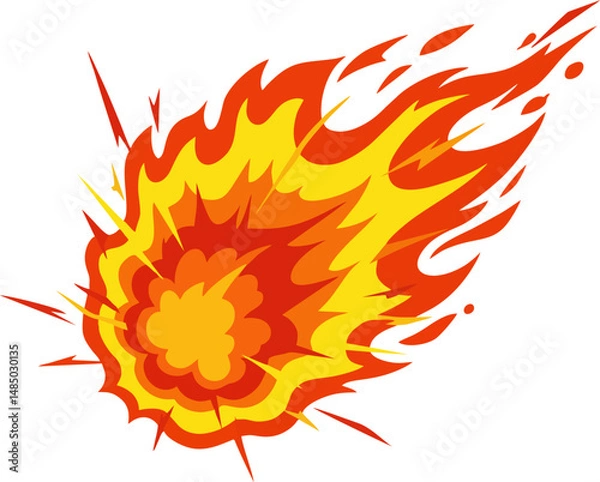 Fototapeta Vector spell fireball with enchanted flames – clean mystical illustration