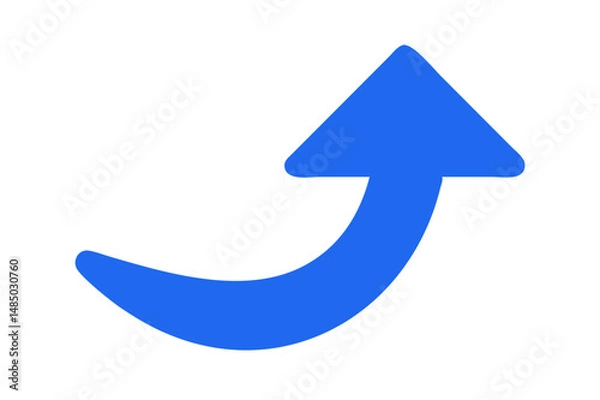 Fototapeta Abstract Blue Curved Arrow Pointing Upwards Simple Icon