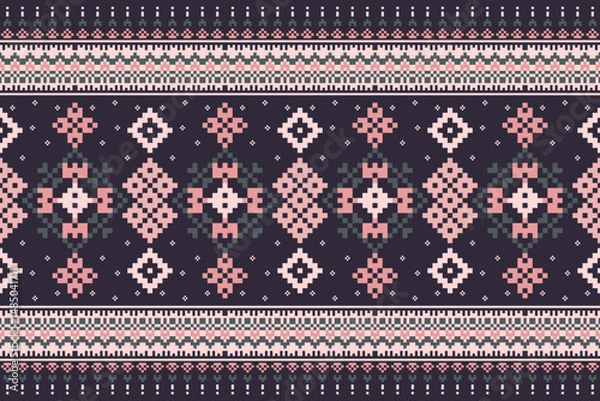 Fototapeta Geometric Pixelated Ethnic Textile Pattern