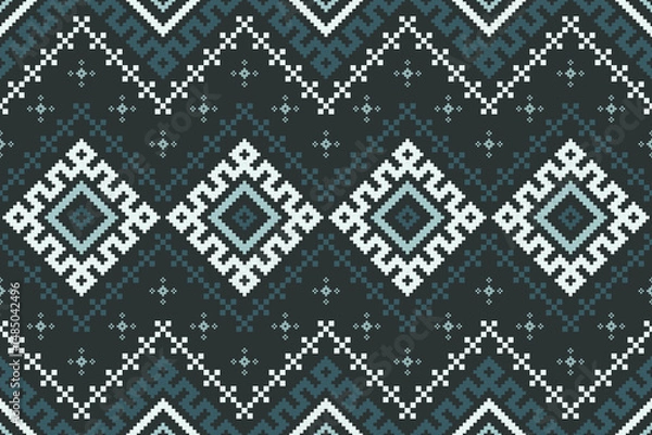 Fototapeta Geometric Pixelated Ethnic Textile Pattern