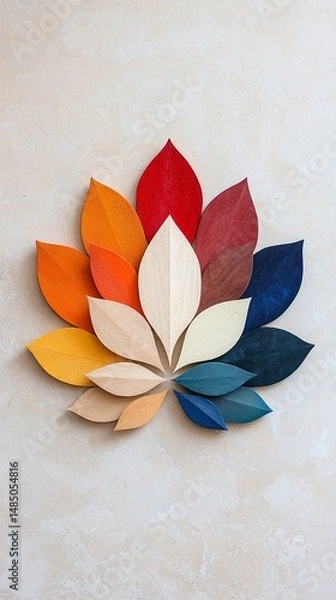 Obraz Colorful Leaf Arrangement on Neutral Background