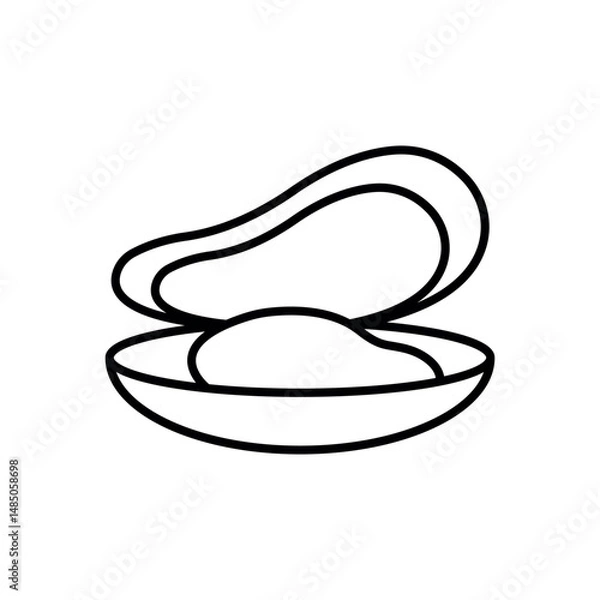 Fototapeta Mussel vector outline icon. Can be used for any platform action promotion and advertising mockup. Isolated symbol sign used for: mobile, app, design, web, dev, ui, ux, gui. EPS 10. For your design.