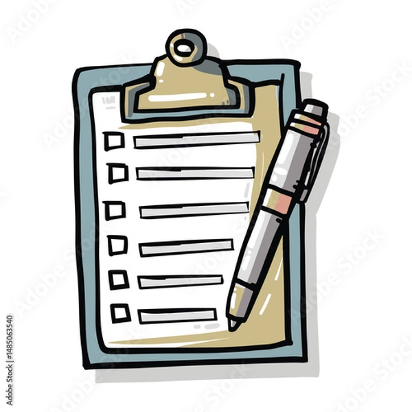 Obraz vector illustration of a clipboard and pen