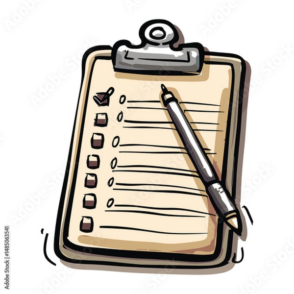 Obraz vector illustration of a clipboard and pen
