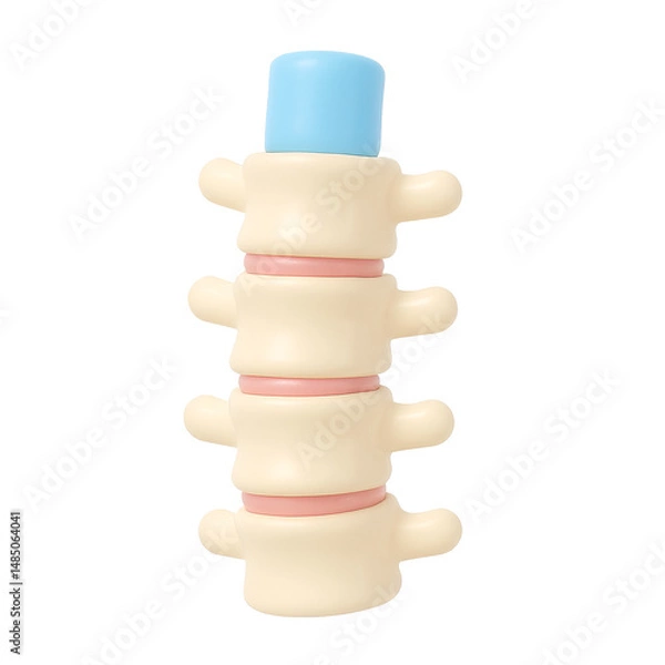 Obraz 3D Vertebrae Spine Segment in Cartoon Style
