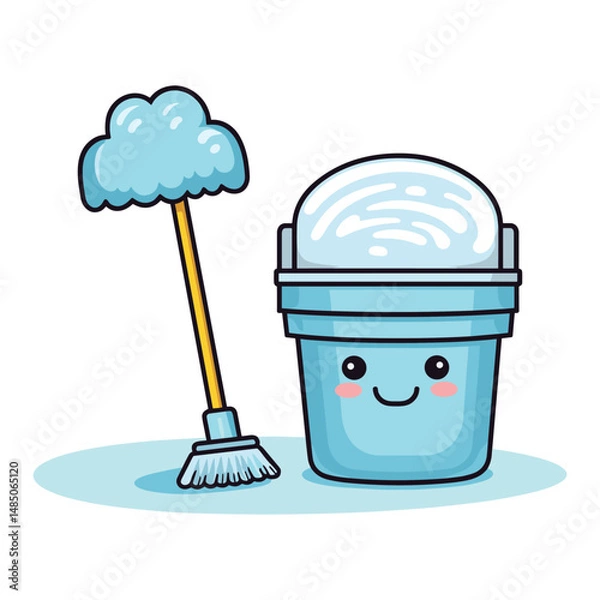 Obraz elegant illustration of bucket with mop