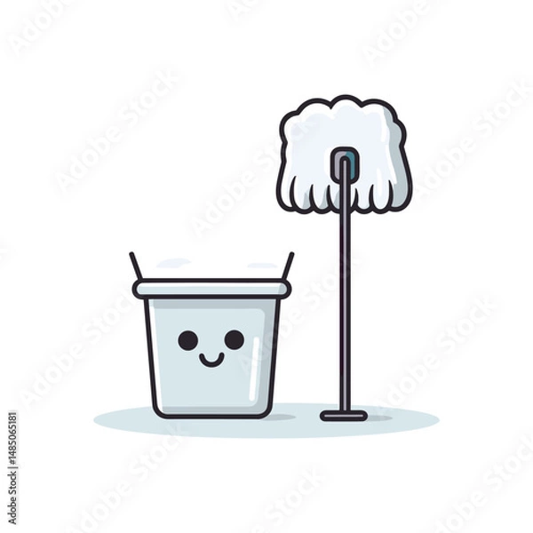 Obraz elegant illustration of bucket with mop