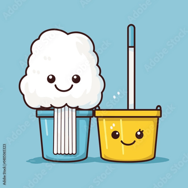 Obraz elegant illustration of bucket with mop