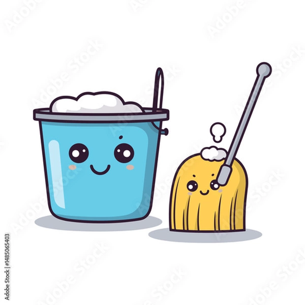 Obraz elegant illustration of bucket with mop