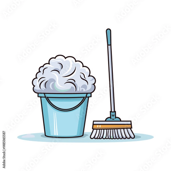 Obraz elegant illustration of bucket with mop