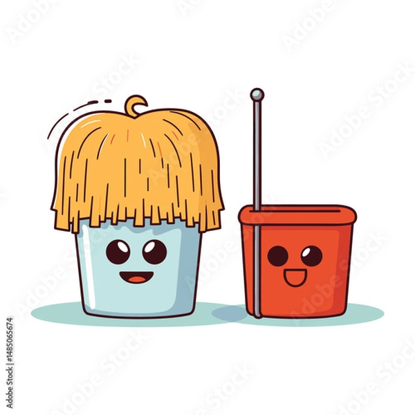 Obraz elegant illustration of bucket with mop