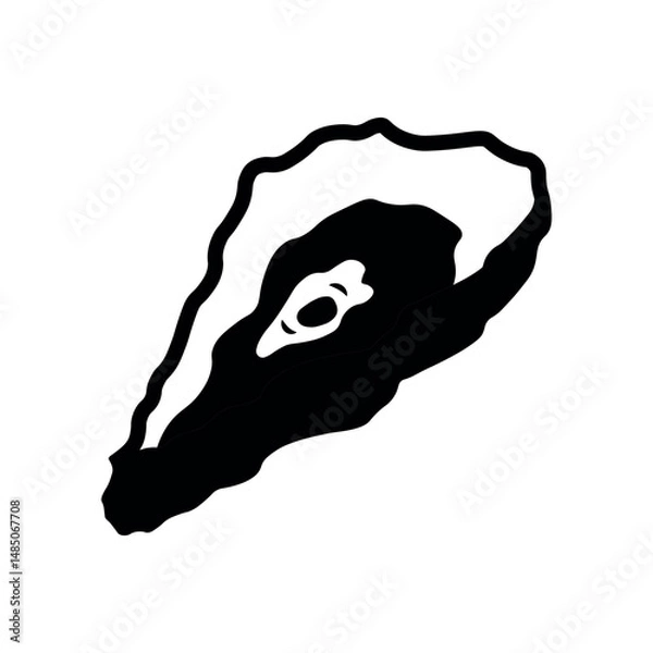 Fototapeta Oyster solid black vector icon. Can be used for any platform action promotion and advertising mockup. Isolated symbol sign used for: mobile, app, design, web, dev, ui, ux, gui. EPS 10. For your design