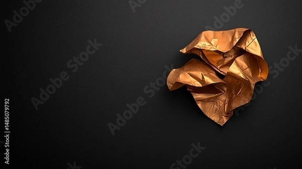 Obraz Crumpled Gold Foil on Dark Background