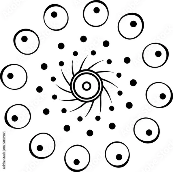 Fototapeta abstract background with circles, Geometric Tattoo design elements