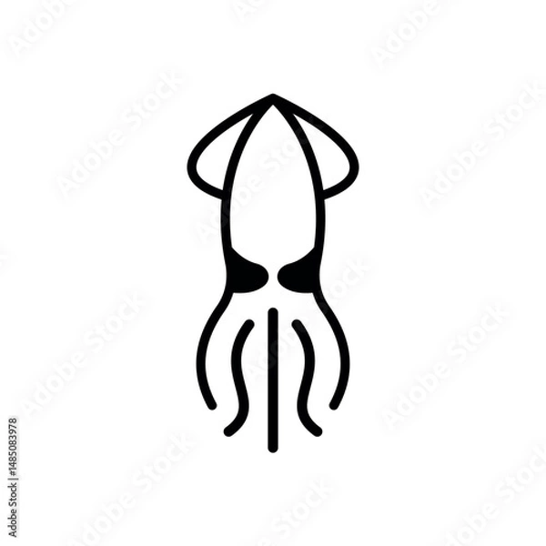 Fototapeta Squid outline vector icon. Can be used for any platform action promotion and advertising mockup. Isolated symbol sign used for: mobile, app, design, web, dev, ui, ux, gui. EPS 10. For your project.