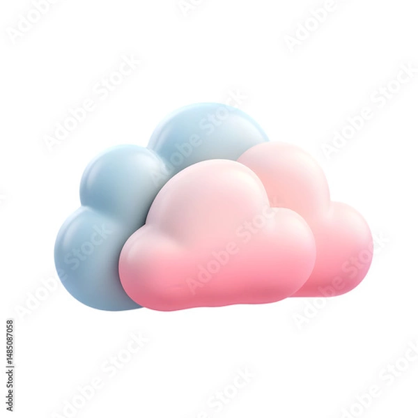 Obraz Charming, light-hued cloud illustration, blending soft pinks and blues. The simple, rounded shapes create a visually appealing graphic element.