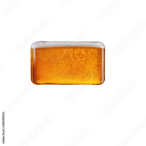 Fototapeta Minus sign shaped like a glass of refreshing lager beer with foam, isolated on transparent background. Fresh pilsner beer in a glass with frothy head.