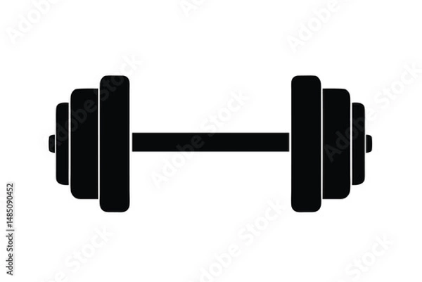 Obraz Horizontal Dumbbell Vector Silhouette on White Background