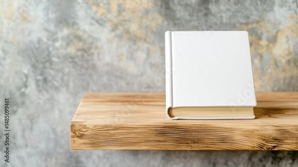 Obraz Blank White Book Mockup on Rustic Wooden Shelf book mockup blank white rustic hardcover template pet