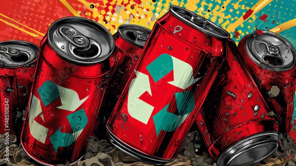 Obraz trash tin cans ecology recycling