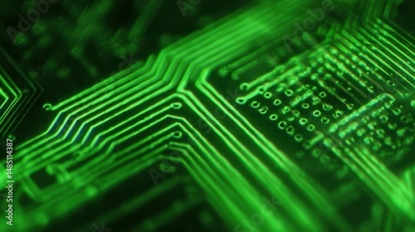 Obraz Electronic circuit board showing futuristic green technology
