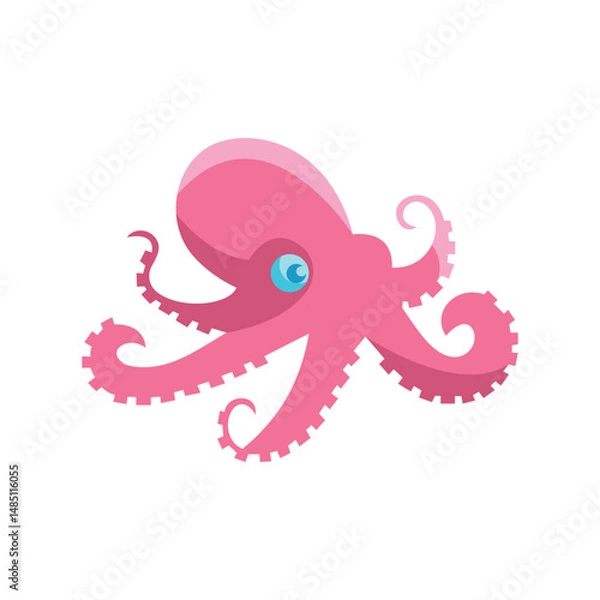 Fototapeta Octopus colored vector illustration. For any platform action promotion and advertising mockup. Isolated symbol sign used for: mobile, app, design, web, dev, ui, ux, gui. EPS 10. For your project.